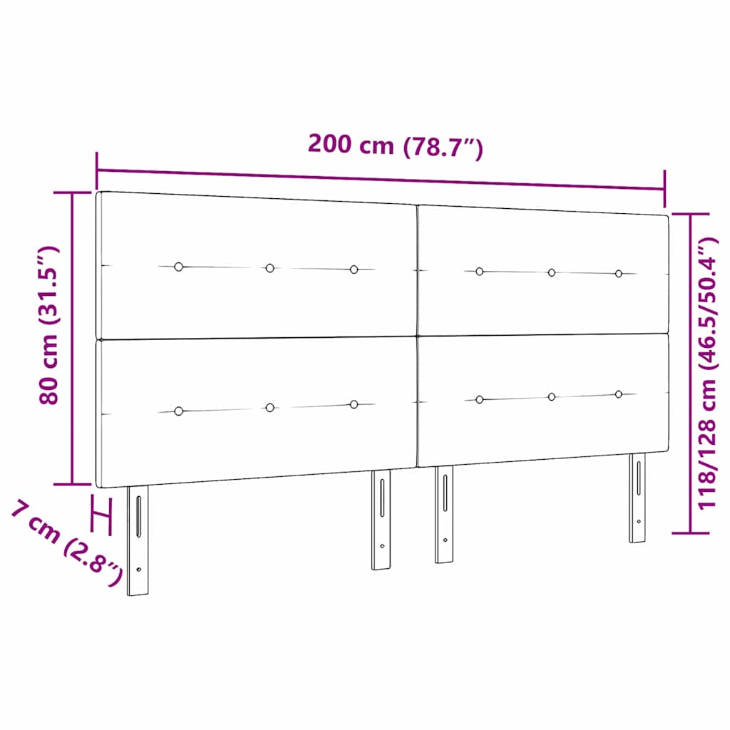 LED Headboard with LED Strip Lights Dark Grey 200 cm Fabric